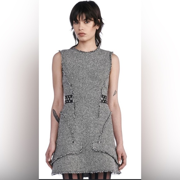 Alexander Wang tweed mini Dress eyelet embellishment sz 6 - Picture 1 of 16
